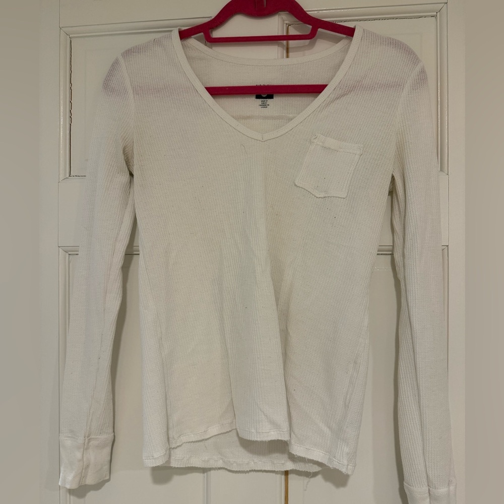BDG Cream Ribbed Knit Top